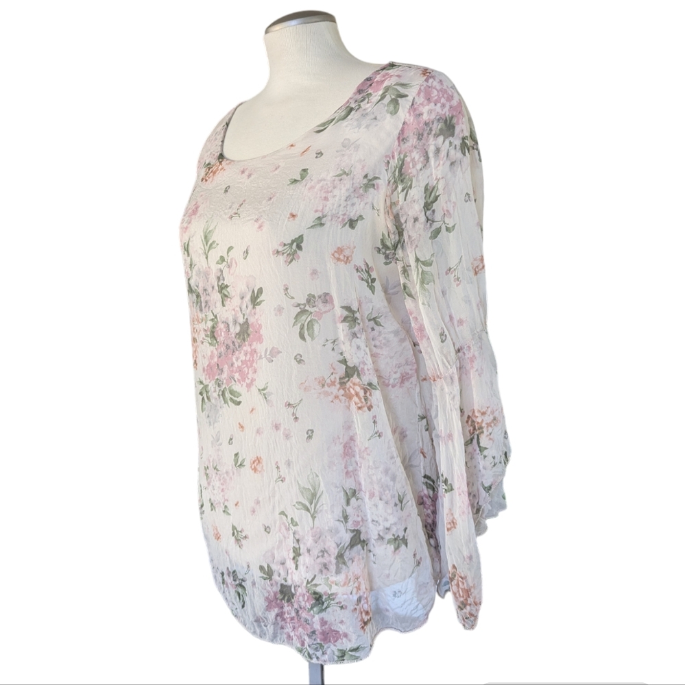 Silk Carla Conti Floral Blouse size Large Made in Italy Fairycore